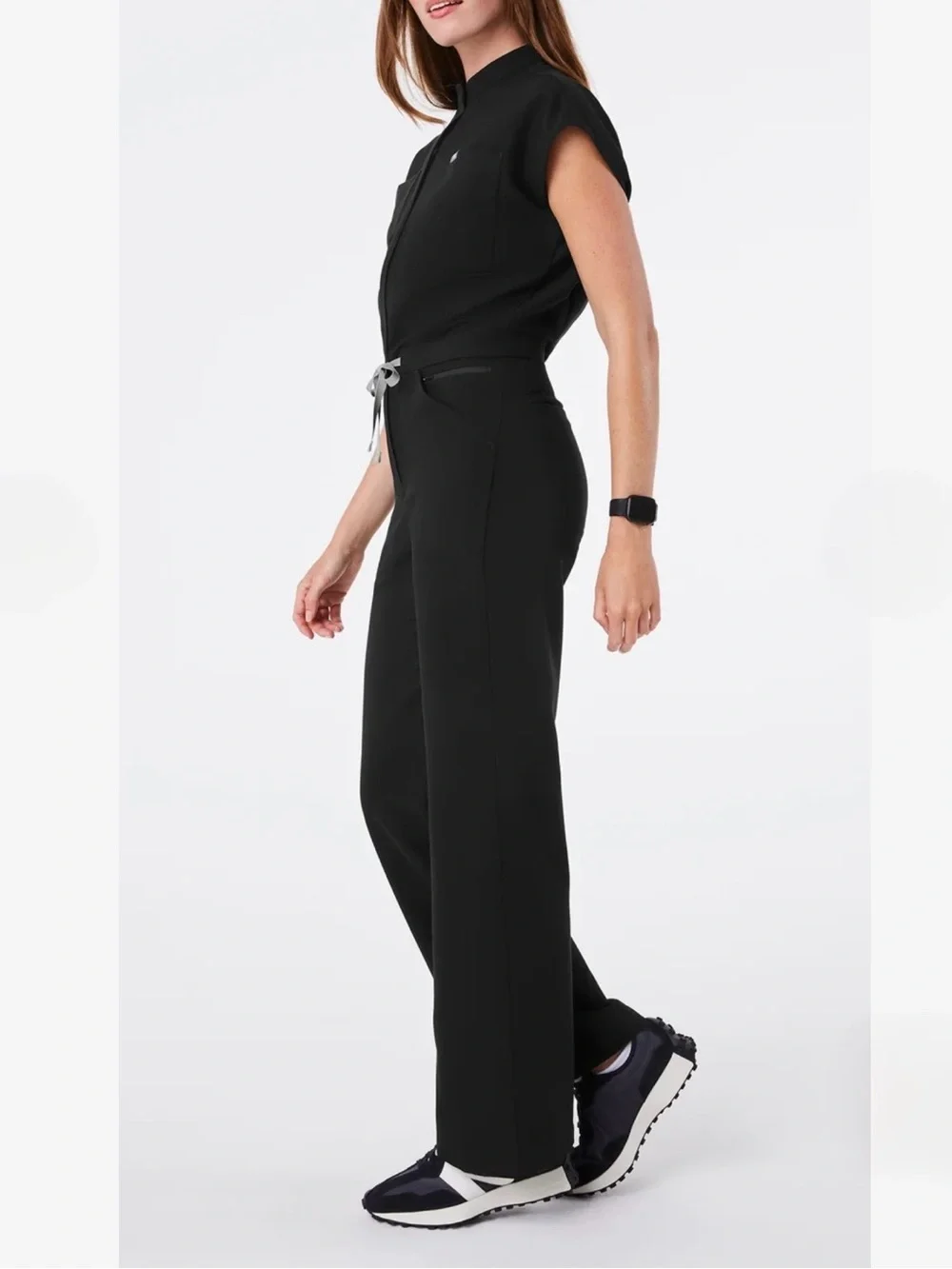 FIGS Rafaela Wide Leg ScrubJumpsuit | Size S Petite | Black | NWOT - Picture 3 of 11